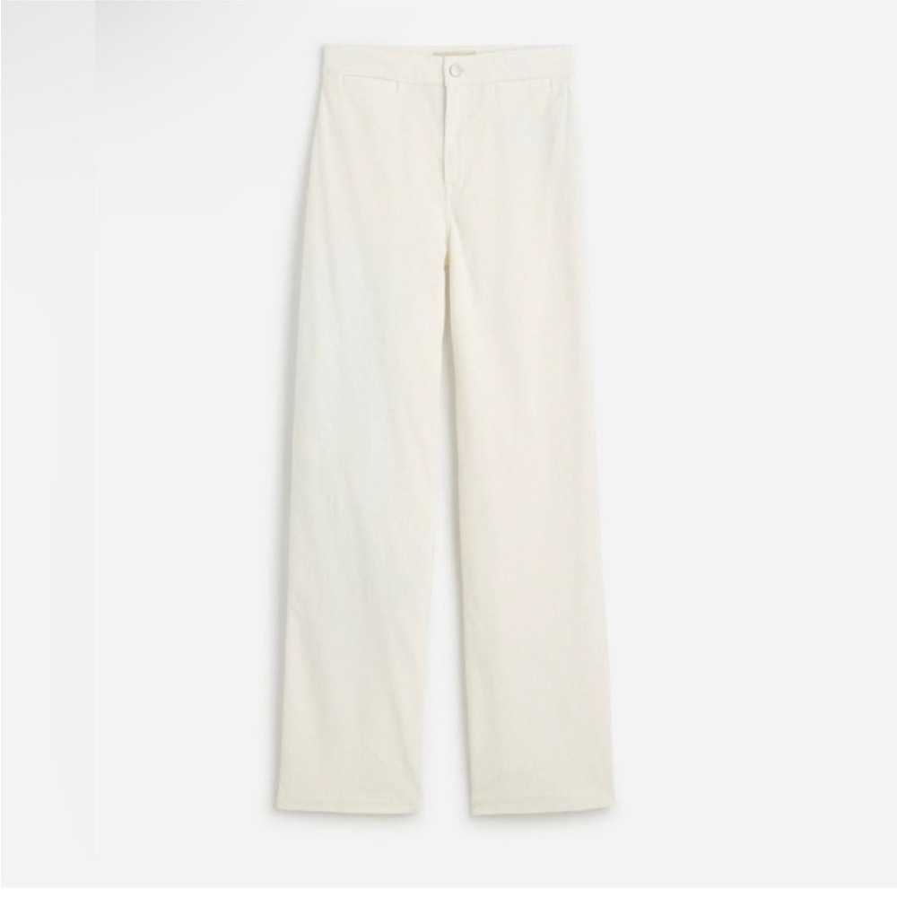 Madewell The Petite Emmett Wide Leg Pant Corduroy Welt Pocket Winter White - Picture 9 of 9